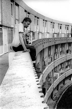 Man atop The Crescents, Ian Robinson photo.