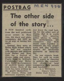 Old newspaper cutting about Birley High School